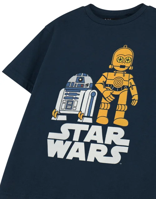 Vanilla Underground Star Wars Navy R2D2 & C3PO Kids T Shirt (3-14 Years) - 13-14 Yrs Image 5