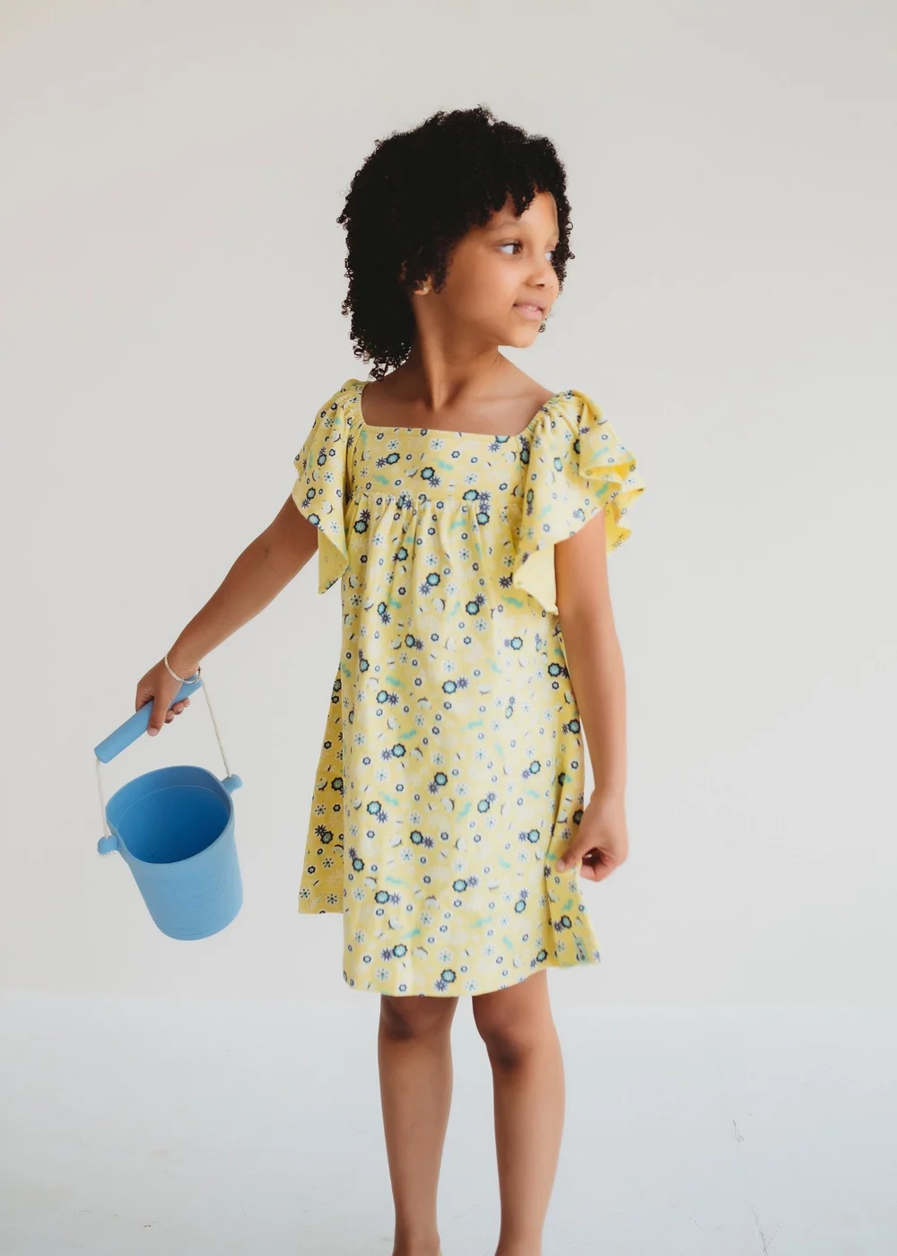 Lilly & Sid Organic Cotton Yellow Sea Floral Print Dress (24 Months- 7 Years) - 2-3 Yrs Image 1