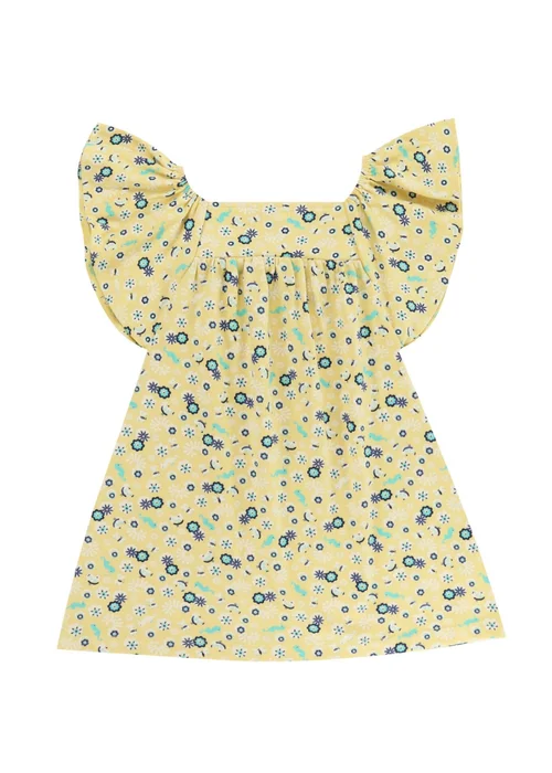 Lilly & Sid Organic Cotton Yellow Sea Floral Print Dress (24 Months- 7 Years) - 2-3 Yrs Image 3