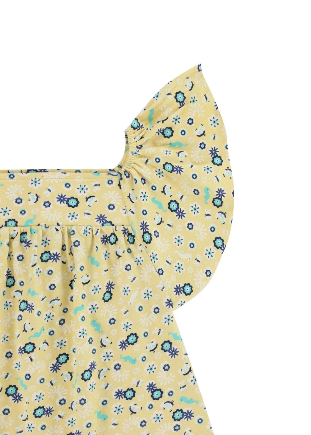Lilly & Sid Organic Cotton Yellow Sea Floral Print Dress (24 Months- 7 Years) - 2-3 Yrs Image 5