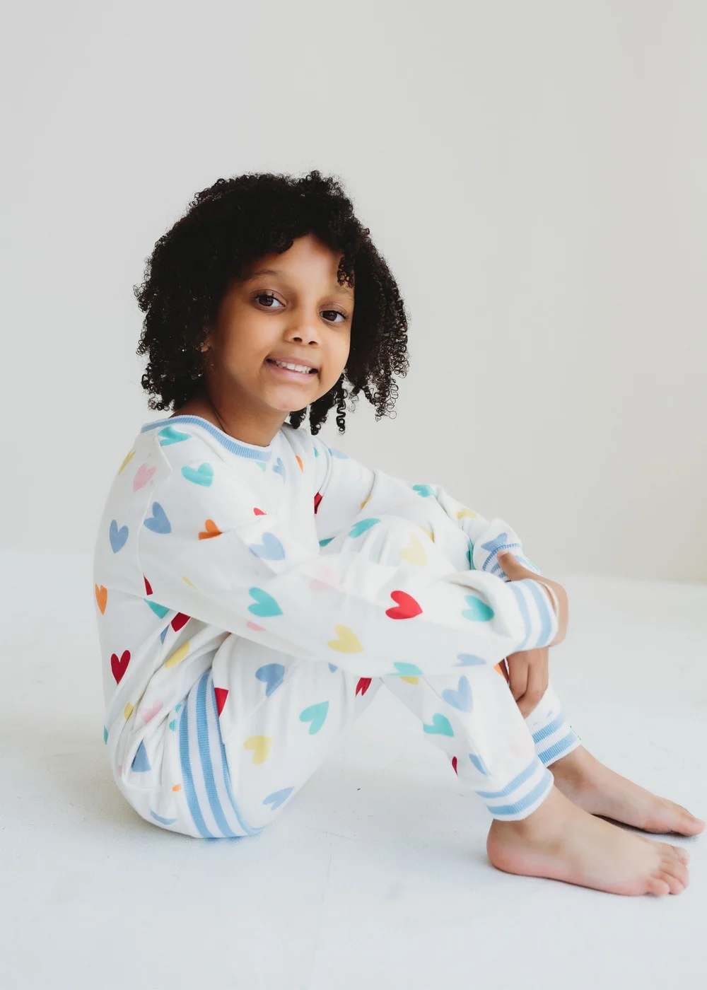 Lilly & Sid Organic Cotton White Heart Print Joggers (12 Months- 8 Years) - 12 - 18 months Image 1