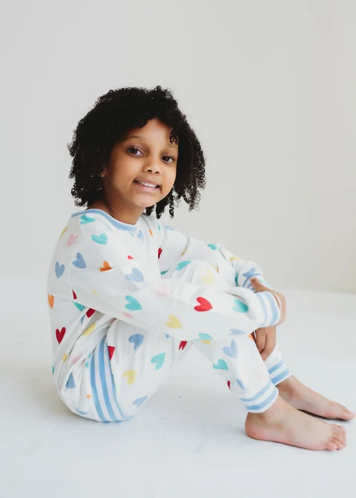 Lilly & Sid Organic Cotton White Heart Print Joggers (12 Months- 8 Years) - 12 - 18 months Image 1