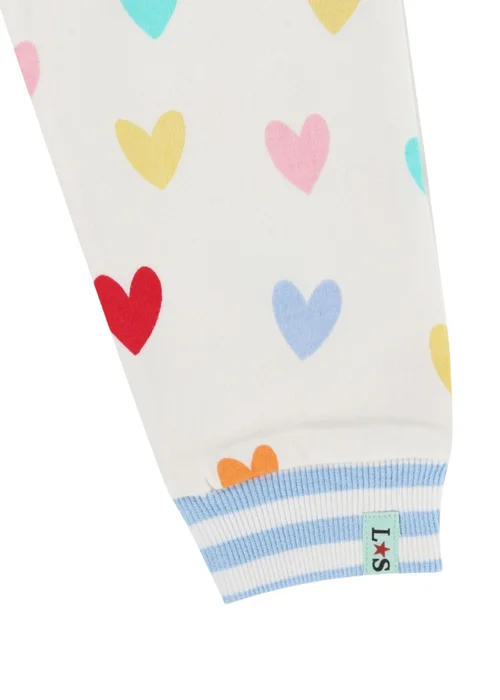 Lilly & Sid Organic Cotton White Heart Print Joggers (12 Months- 8 Years) - 12 - 18 months Image 5