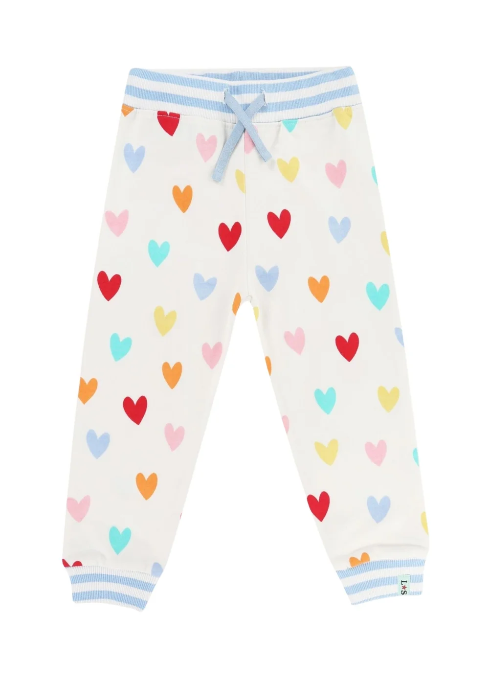 Lilly & Sid Organic Cotton White Heart Print Joggers (12 Months- 8 Years) - 12 - 18 months Image 2
