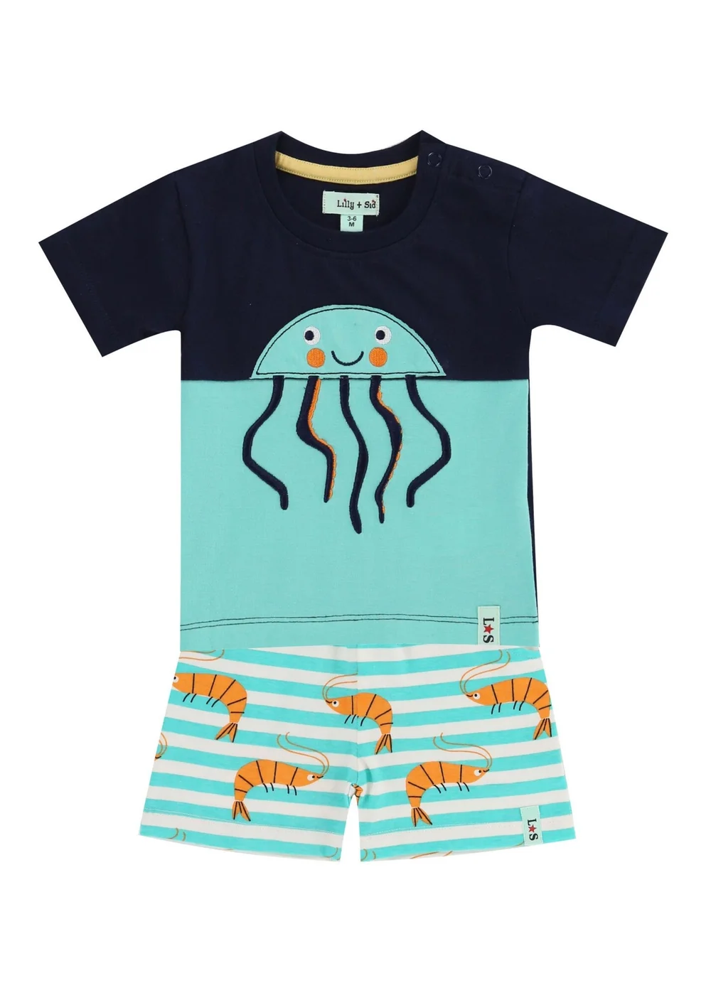 Lilly & Sid Multicoloured Jellyfish Print Top & Short Set (0- 24 Months) - 0-3 months Image 2