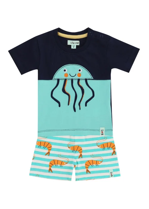 Lilly & Sid Multicoloured Jellyfish Print Top & Short Set (0- 24 Months) - 0-3 months Image 2