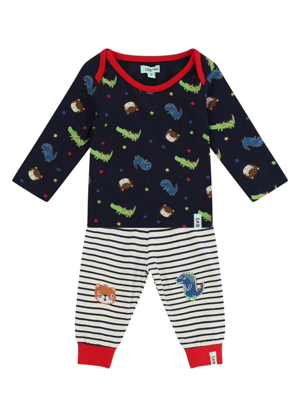 Lilly & Sid Multicoloured Dinosaur Print Top & Jogger Set (0- 24 Months) - 0-3 months Image 2