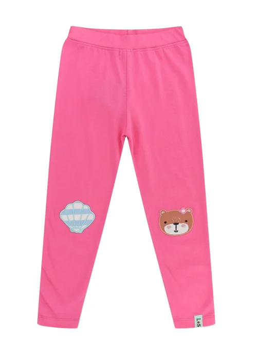 Lilly & Sid Pink Lilly Applique & Stripe Print Leggings 2 pack (24 Months- 8 Years) - 3-4 Yrs Image 2