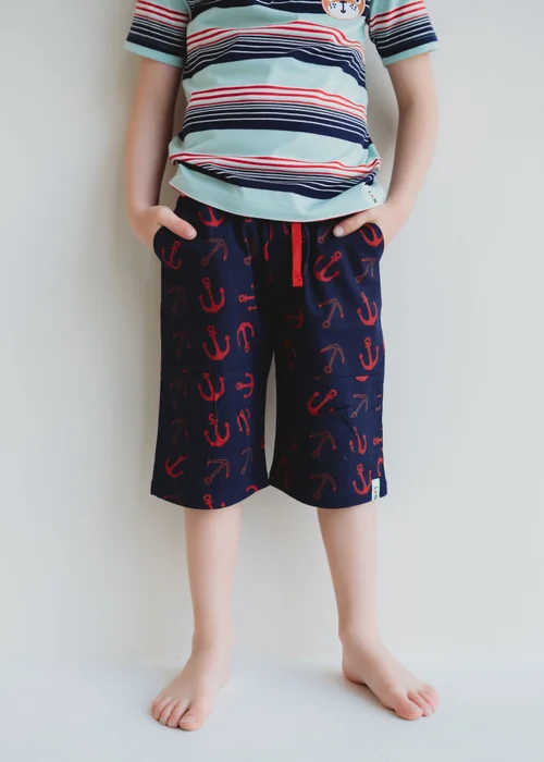 Lilly & Sid Organic Cotton Navy Anchor Print Shorts (24 Months- 8 Years) - 3-4 Yrs Image 5