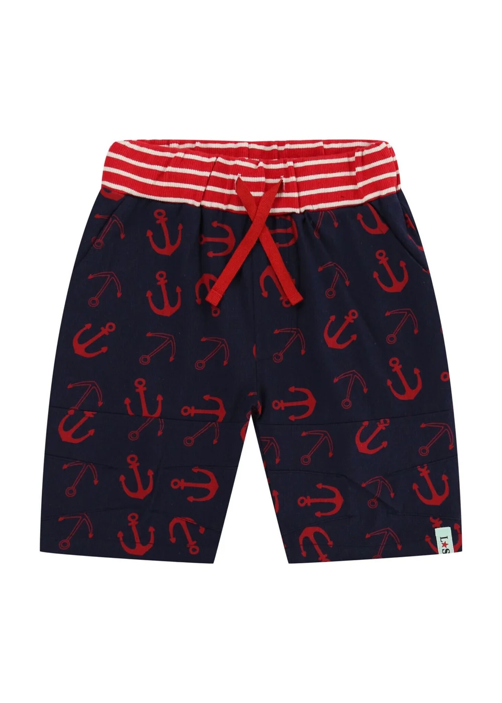 Lilly & Sid Organic Cotton Navy Anchor Print Shorts (24 Months- 8 Years) - 3-4 Yrs Image 1