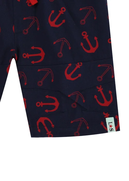 Lilly & Sid Organic Cotton Navy Anchor Print Shorts (24 Months- 8 Years) - 3-4 Yrs Image 3