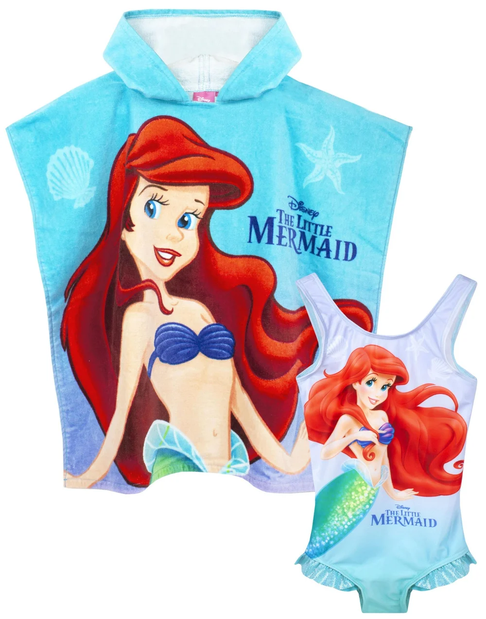 Disney Kids Blue Ariel Poncho Towel & Swimsuit Set (18 Months-8 Years) - Age 6-7 Years Image 1