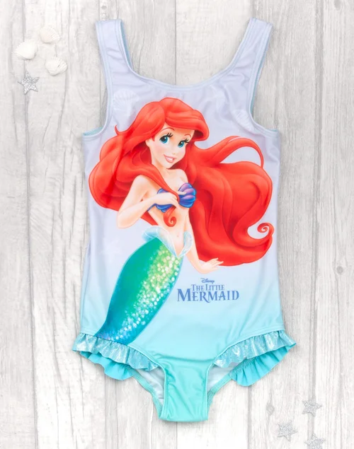 Disney Kids Blue Ariel Poncho Towel & Swimsuit Set (18 Months-8 Years) - Age 6-7 Years Image 2