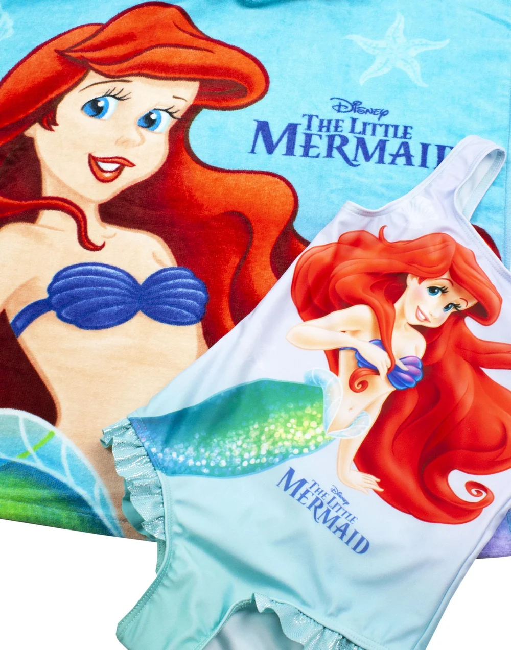 Disney Kids Blue Ariel Poncho Towel & Swimsuit Set (18 Months-8 Years) - Age 6-7 Years Image 4