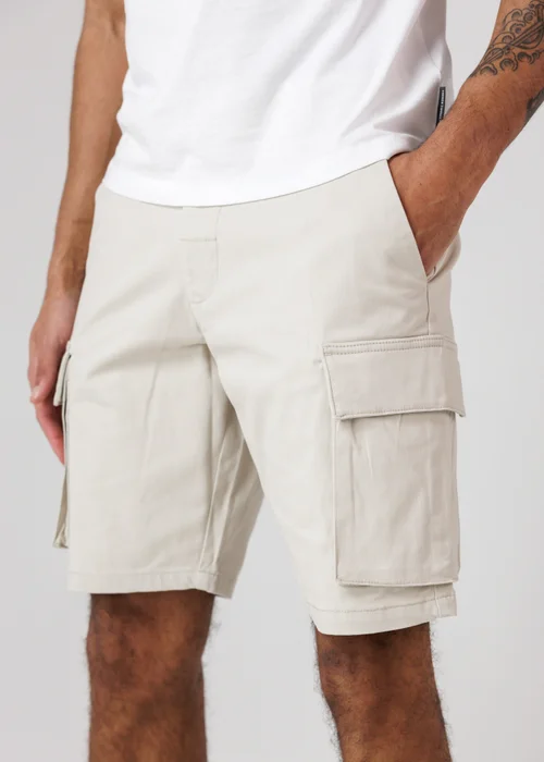 French Connection Stone Cotton Cargo Shorts - XL Image 3