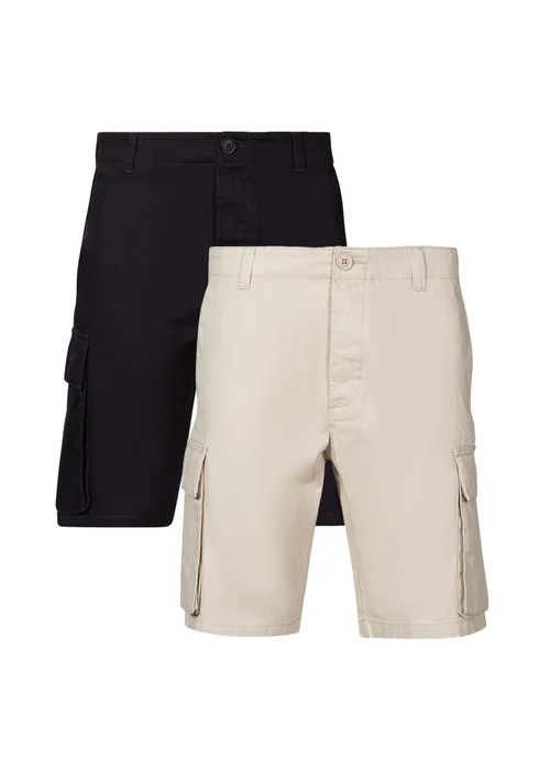 French Connection Navy Cotton Cargo Shorts 2 Pack - L Image 1
