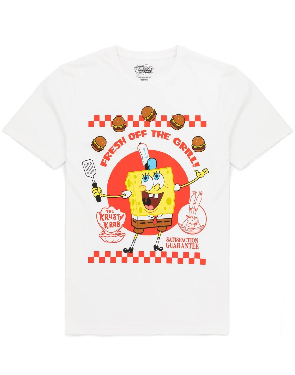 Vanilla Underground SpongeBob SquarePants White & Grey Fresh Off The Grill Shortie Pyjamas - Small Image 3