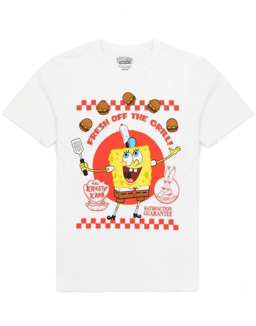 Vanilla Underground SpongeBob SquarePants White & Grey Fresh Off The Grill Shortie Pyjamas - Small Image 3