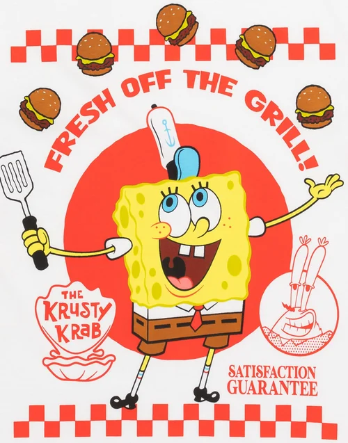 Vanilla Underground SpongeBob SquarePants White & Grey Fresh Off The Grill Shortie Pyjamas - Small Image 4