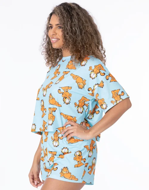 Garfield Blue Garfield All Over Print Shortie Pyjamas - Small Image 5