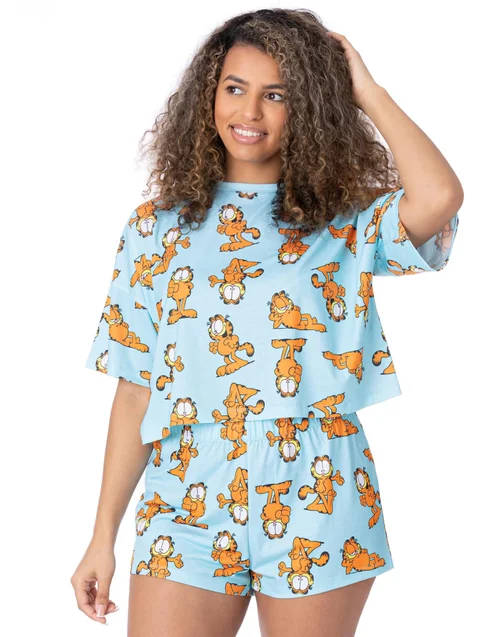 Garfield Blue Garfield All Over Print Shortie Pyjamas - Small Image 1