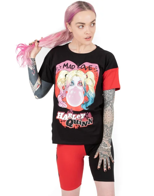 DC Comics Red Harley Quinn Mad Love Shortie Pyjamas - Small Image 1