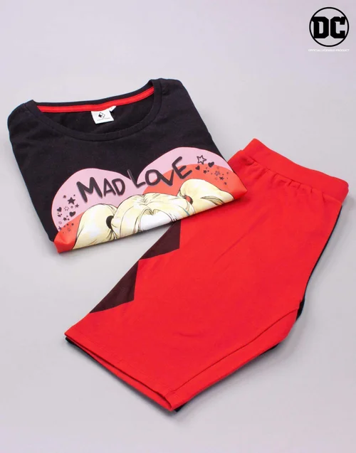 DC Comics Red Harley Quinn Mad Love Shortie Pyjamas - Small Image 5