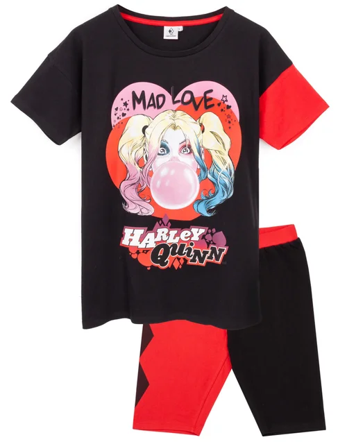 DC Comics Red Harley Quinn Mad Love Shortie Pyjamas - Small Image 4