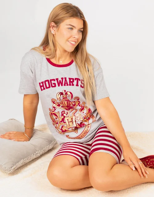 Vanilla Underground Harry Potter Grey Hogwarts Crest Shortie Pyjamas - Small Image 2