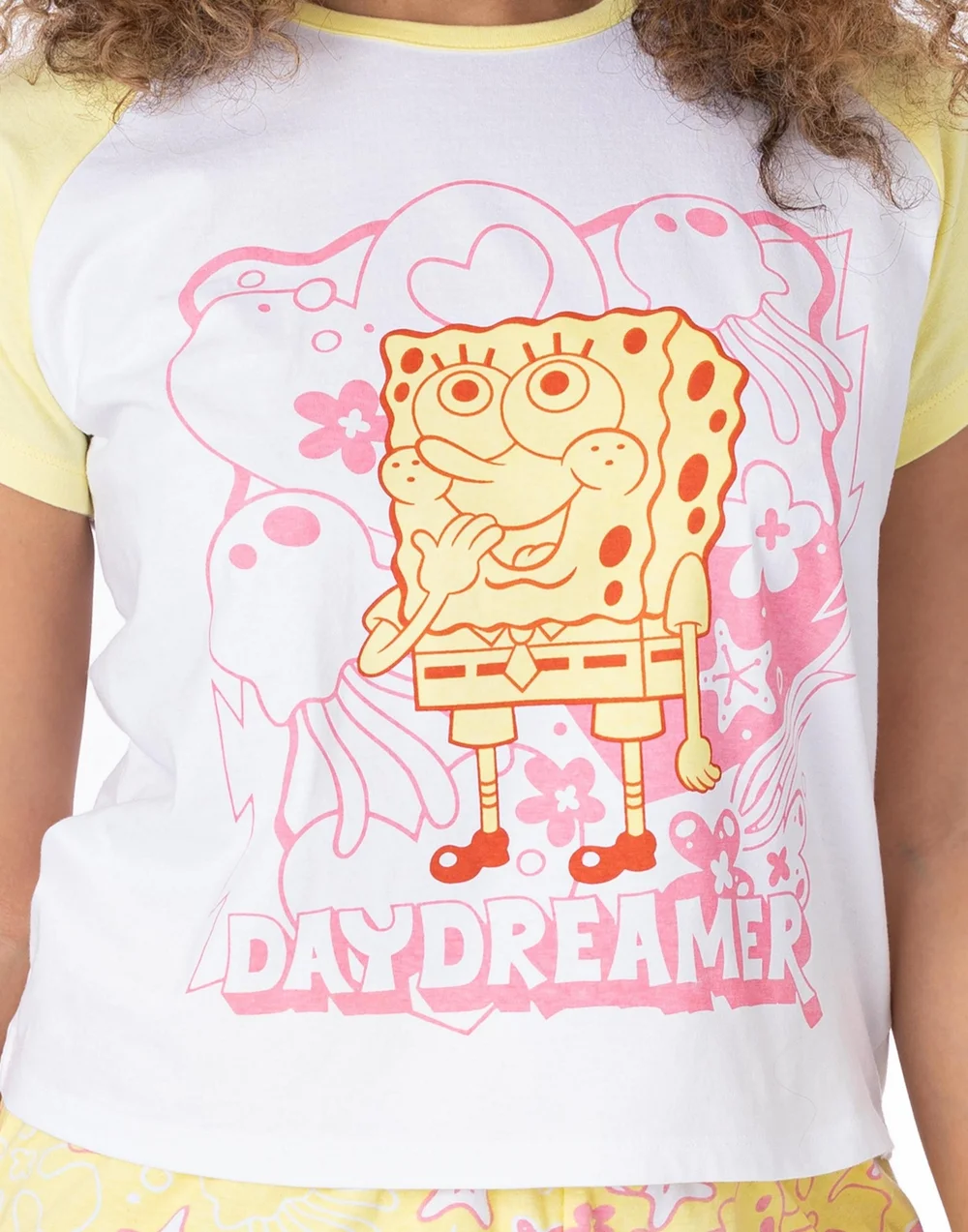 Vanilla Underground SpongeBob SquarePants Yellow & White Daydreamer Shortie Pyjamas - Large Image 5