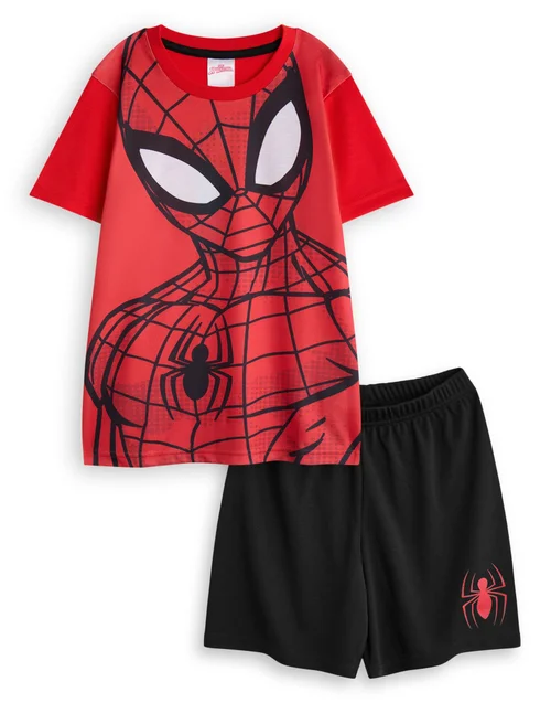 Vanilla Underground Marvel Spiderman Kids Red Shortie Pyjamas (2-8 Years) - Age 2-3 Years Image 1