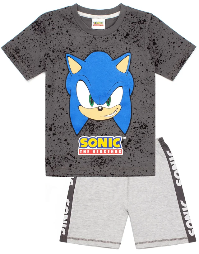 Vanilla Underground Sonic The Hedgehog Grey Kids Shortie Pyjamas (4-12 Years)