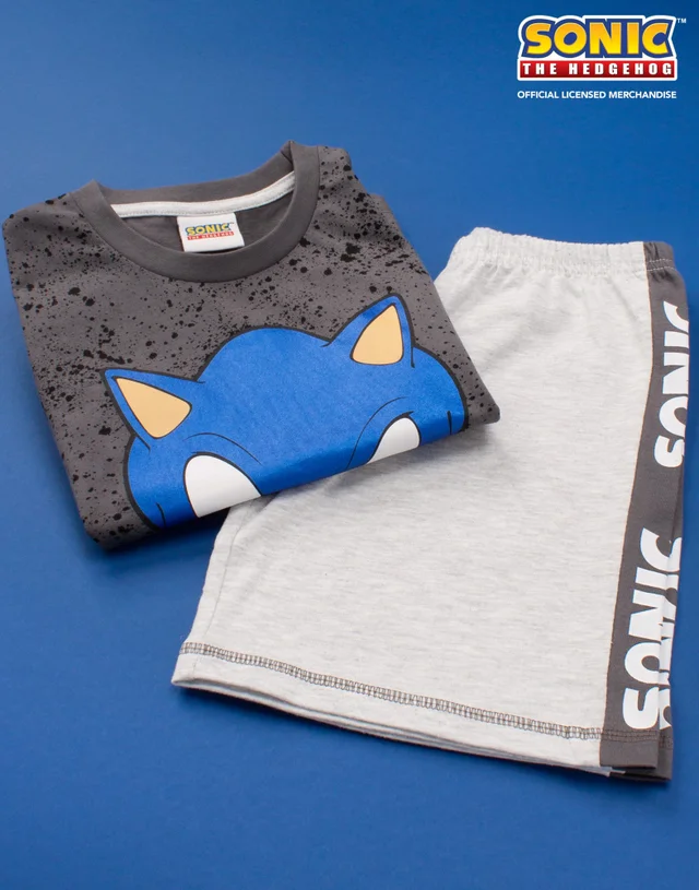 Vanilla Underground Sonic The Hedgehog Grey Kids Shortie Pyjamas (4-12 Years)