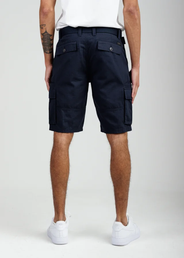 Tokyo Laundry Navy Cotton Ripstop Cargo Shorts