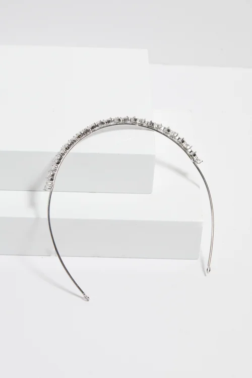 Jon Richard Silver Plated Crystal Floral Single Row Headband - One Size Image 3