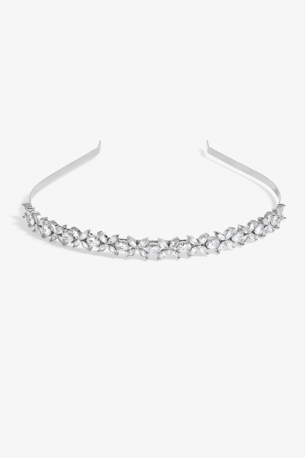 Jon Richard Silver Plated Crystal Floral Single Row Headband - One Size Image 1
