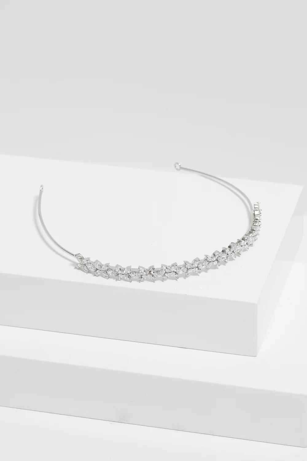 Jon Richard Silver Plated Crystal Floral Single Row Headband - One Size Image 2
