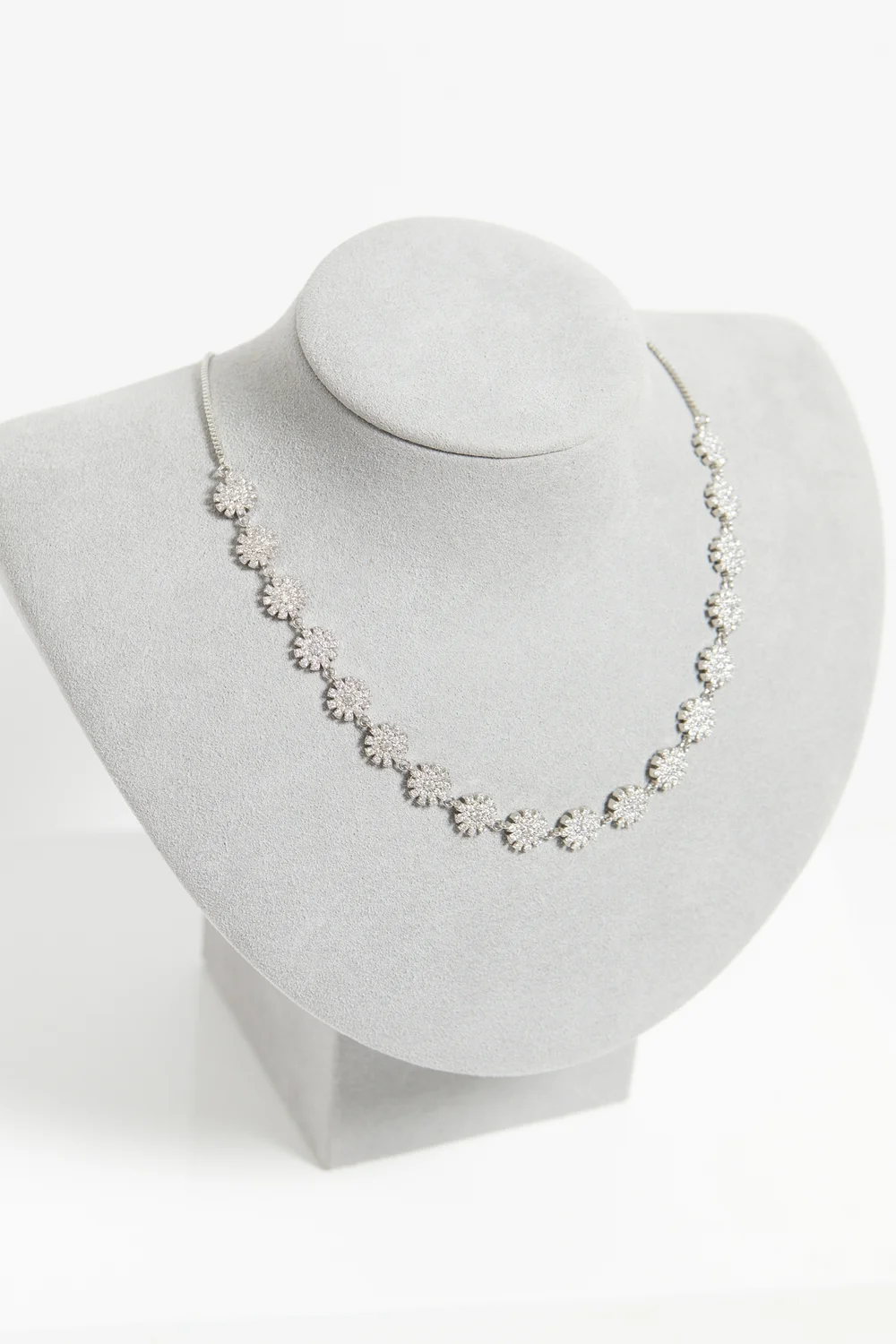 Jon Richard Rhodium Plated Cubic Zirconia Mini Flower Adjustable Necklace - One Size Image 2
