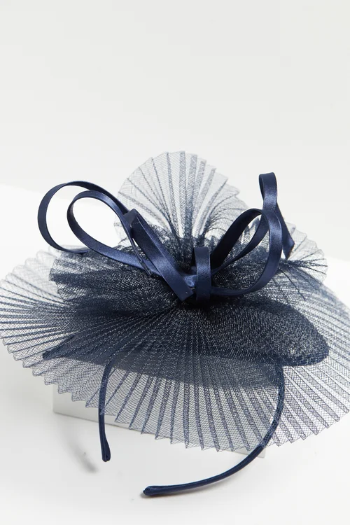 Jon Richard Navy Pleated Fascinator - One Size Image 2