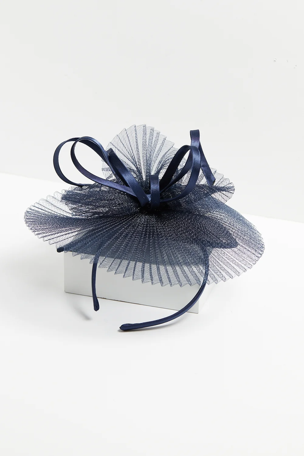 Jon Richard Navy Pleated Fascinator - One Size Image 3