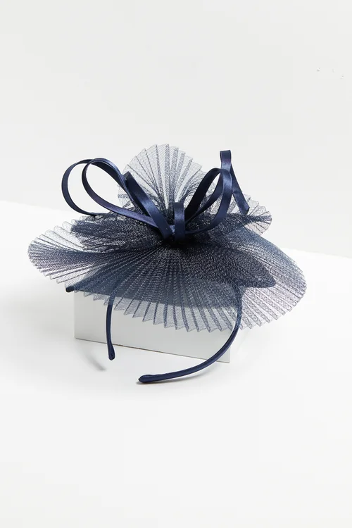 Jon Richard Navy Pleated Fascinator - One Size Image 3