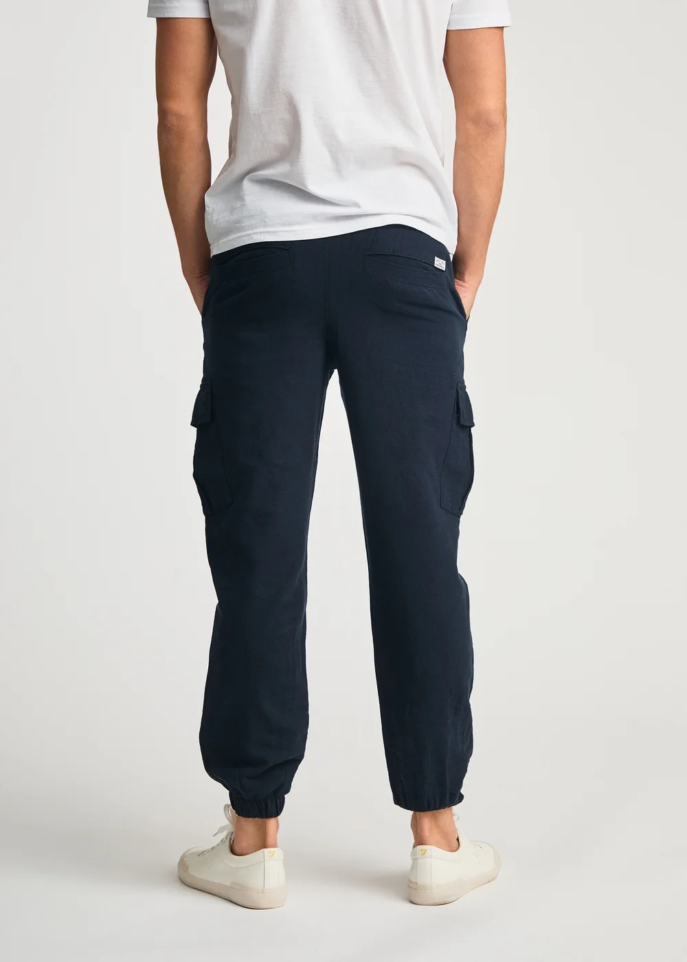 Tokyo Laundry Navy Linen Blend Cargo-Style Trousers - XL Image 2