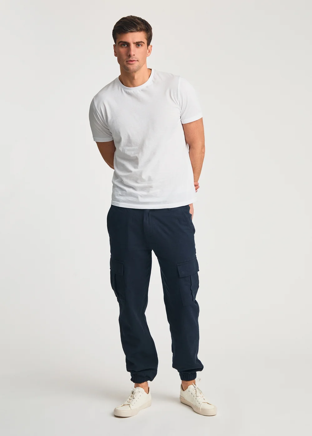 Tokyo Laundry Navy Linen Blend Cargo-Style Trousers - XL Image 4