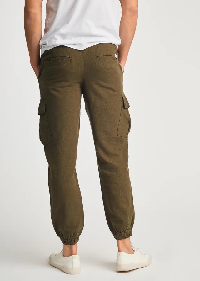 Tokyo Laundry Olive Linen Blend Cargo-Style Trousers