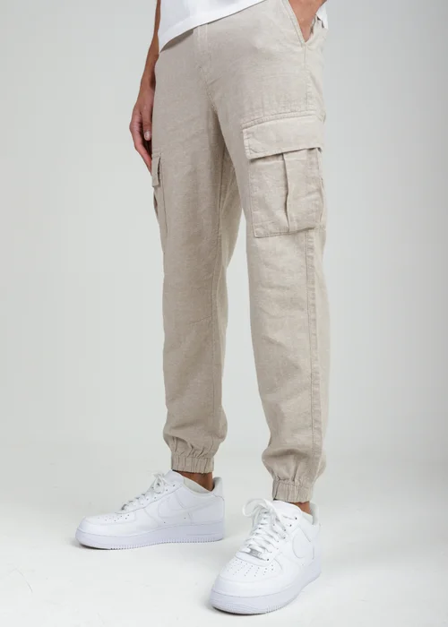 Tokyo Laundry Beige Linen Blend Cargo-Style Trousers - XL Image 4