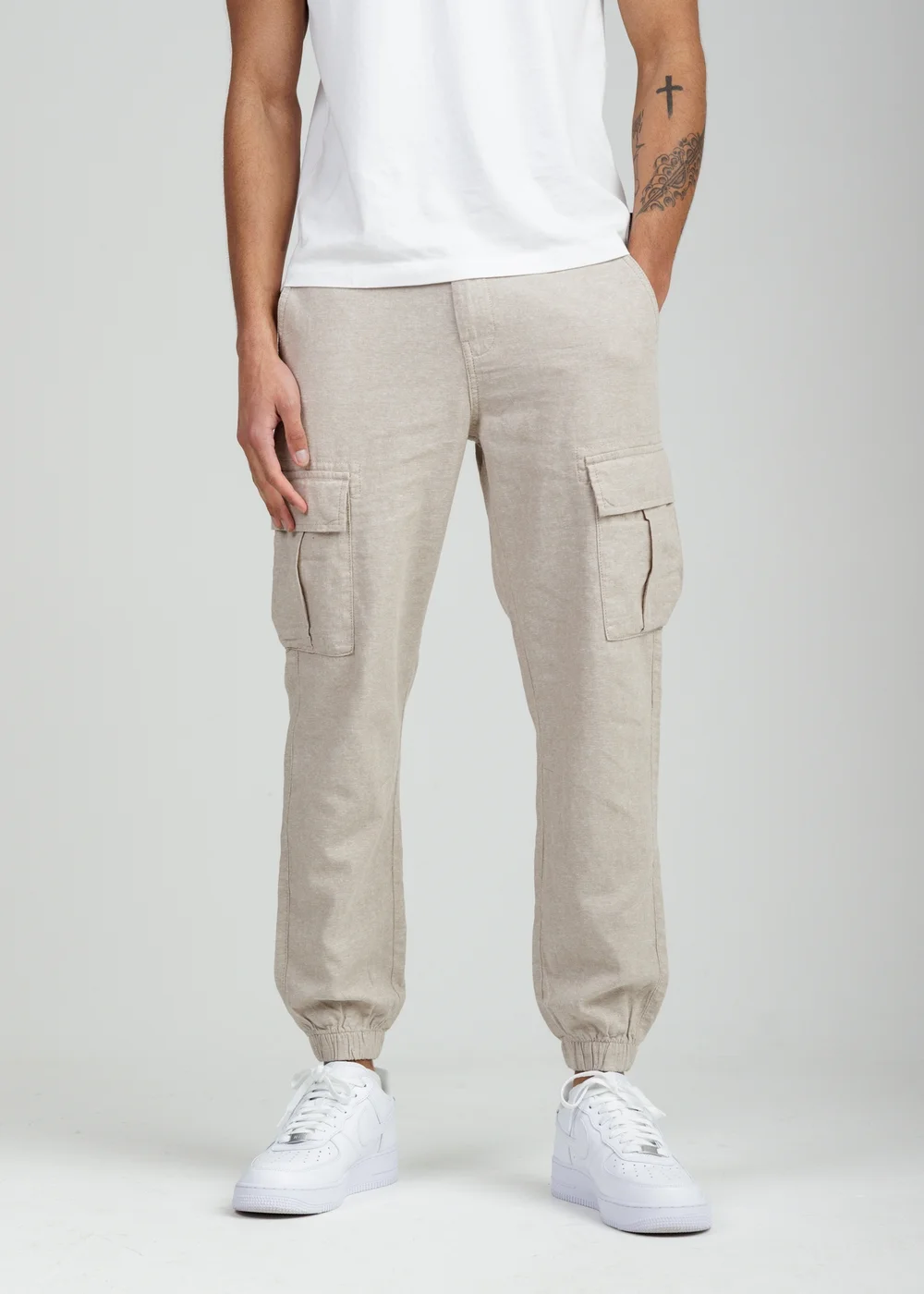Tokyo Laundry Beige Linen Blend Cargo-Style Trousers - XL Image 1
