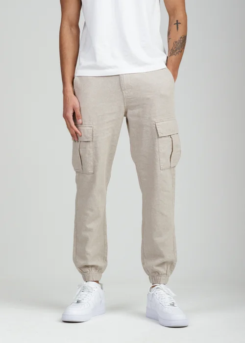 Tokyo Laundry Beige Linen Blend Cargo-Style Trousers - XL Image 1