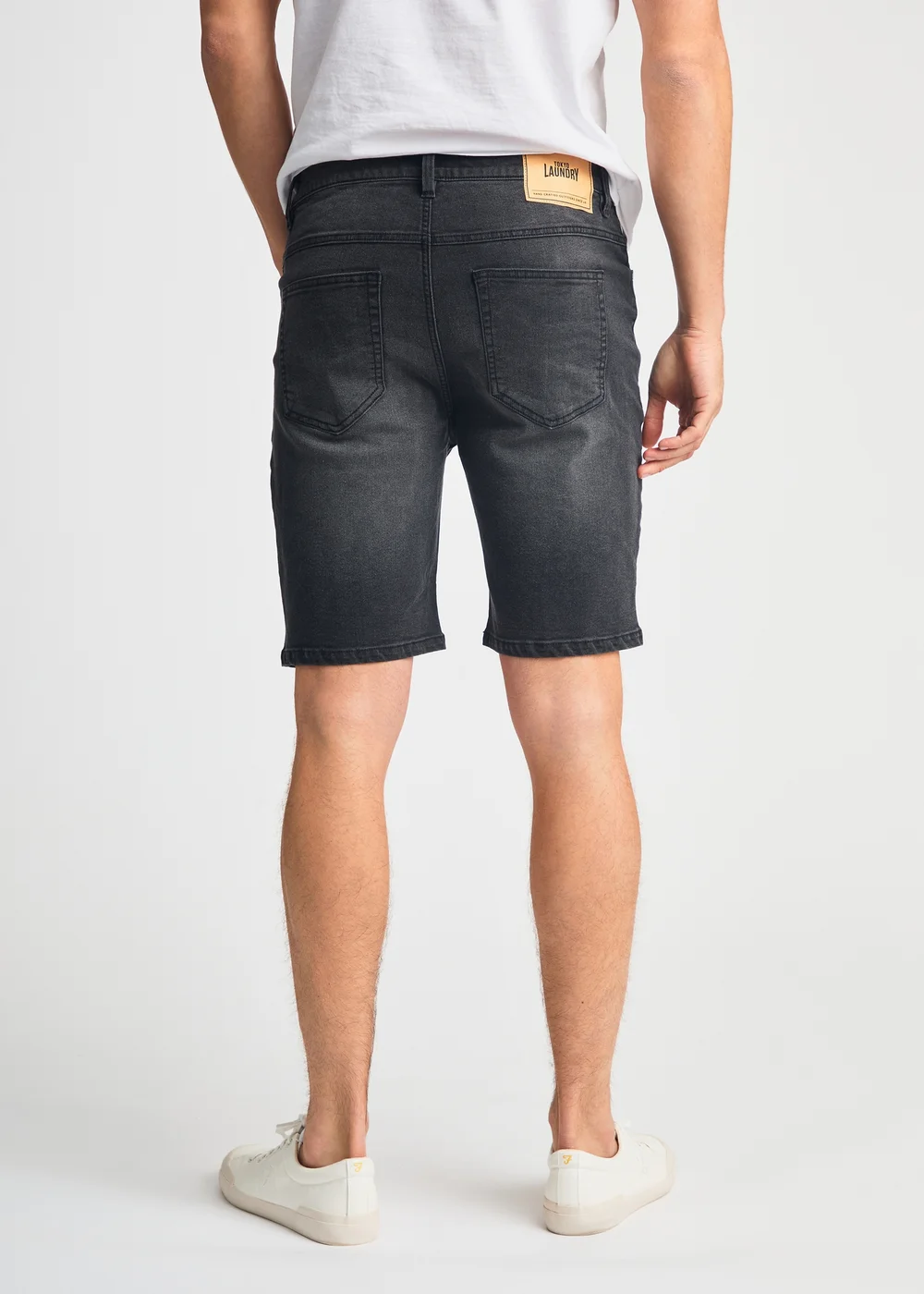 Tokyo Laundry Black Cotton Blend Regular-Fit Denim Shorts - L Image 2