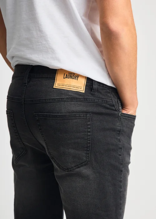 Tokyo Laundry Black Cotton Blend Regular-Fit Denim Shorts - L Image 3