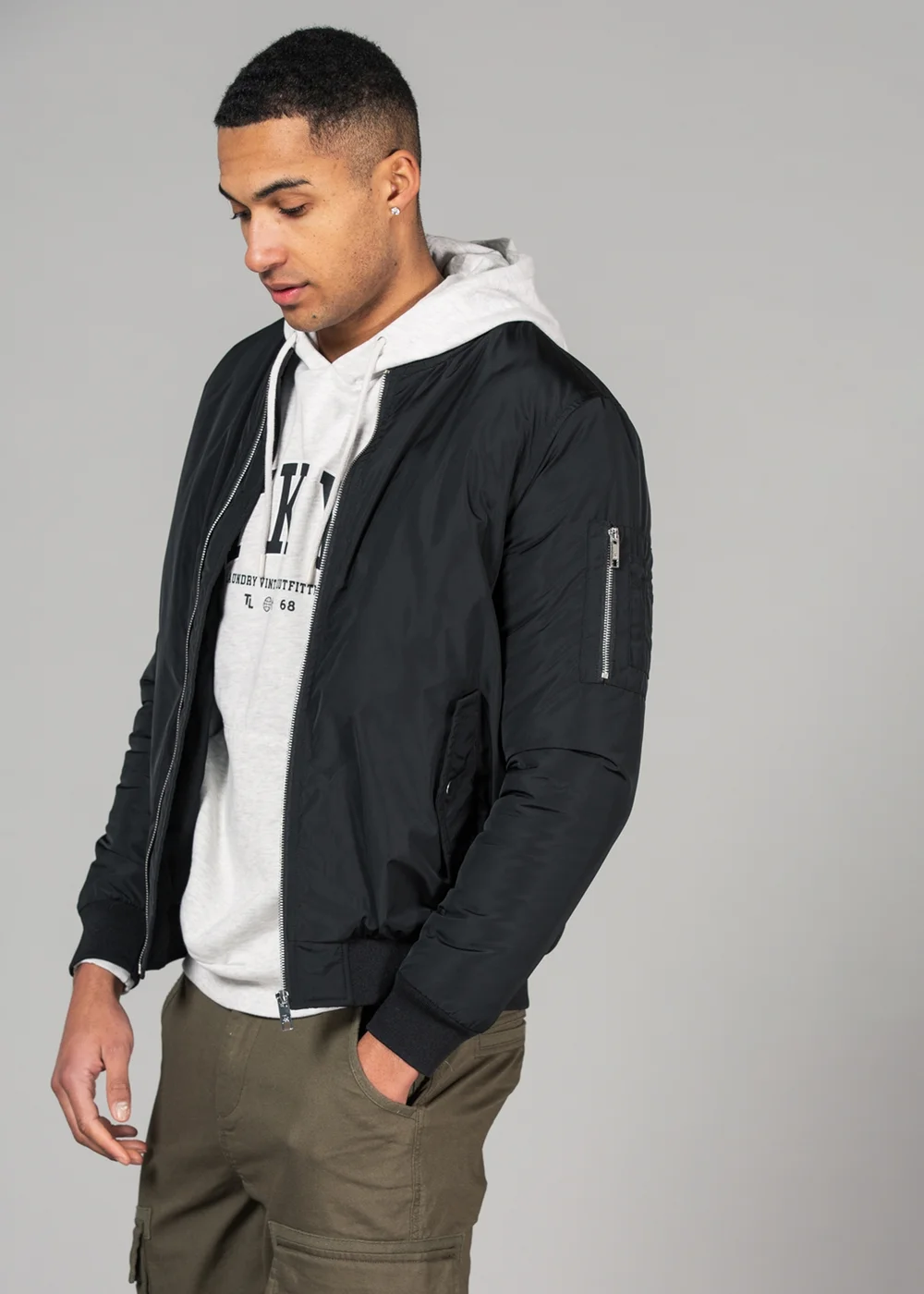 Tokyo Laundry Black Bomber Jacket with Zip Fastening - XL Image 3